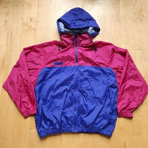 Vintage 90s Columbia Womens XL Windbreaker Zip Colorblock Purple Blue Vented - Picture 1 of 6