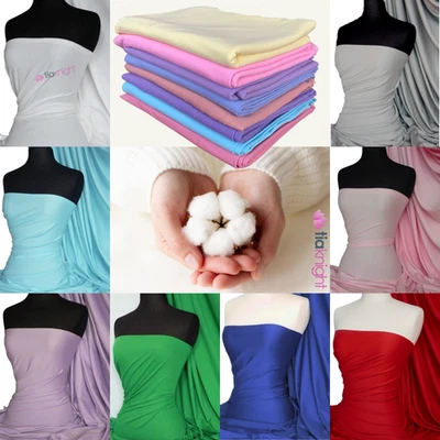 100% Cotton Interlock Premium Double Knit Jersey T-Shirt Fabric Oeko-Tex - Image 1 of 4