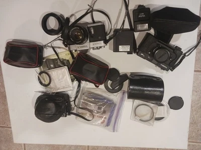 Винтажный Yashica 35 мм камеры лот плюс вспышки Acc объектив камеры - Изображение 1 из 4