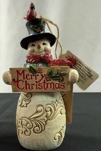 Jim Shore Festive Merry Christmas Snowman Intricate Classic Ornament 6012975 - Picture 1 of 10