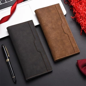 PU Leather Long Men's Wallet Driver's Licence ID Wallet Card Case Wallet - Picture 1 of 16