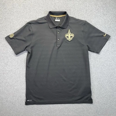 Nike Dri-Fit NFL New Orleans Saints Polo Hombre Gris Medio Golf Ropa Activa Foto 1 de 4