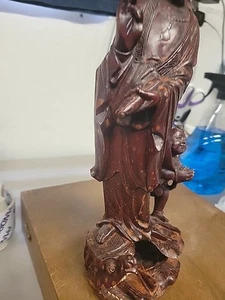 Japanische Holzschnitzerei BUDDHISTISCHE STATUE Kannon buddhistische Kunst mit Kindern H12 Zoll FS - Bild 1 von 9