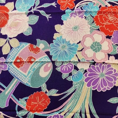 Tela de seda Chirimen crepé de seda antiguo japonés 34 cm x 91 cm textil Foto 1 de 4