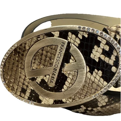 Женский кожаный ремень Francesco Biasia с никелевой пряжкой из змеиной кожи с тиснением  - Изображение 1 из 4
