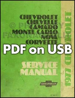 Chevrolet Shop 1977 conjunto manual PDF en USB servicio revisión y reparación de carrocería Foto 1 de 4