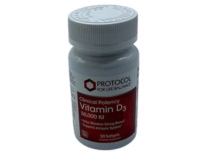 Protocol For Life Balance Vitamin D3 50000 IU 50 Softgels exp 10/27 - Picture 1 of 3