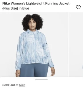 Nike Women's Lightweight Running Jacket Blue Plus Size 1X DR1407-425 - Picture 1 of 8