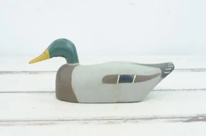 Vintage Primitive Carved Wood Duck Decoy Hand Carved Painted Wood Male Mallard F - Picture 1 of 8