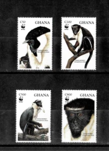 Ghana 1994 - Scimmie WWF - Set di 4 francobolli - Scott #1674-7 - MNH - Foto 1 di 1