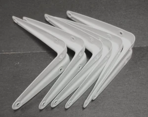 SHELF BRACKETS WHITE 4" INCH x 5" INCH SHELF BRACKETS SIX 6 PC. WHITE METAL - Picture 1 of 4