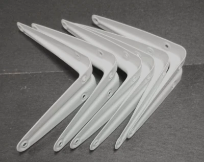 SHELF BRACKETS WHITE 4" INCH x 5" INCH  SHELF BRACKETS SIX 6 PC. WHITE  METAL - Image 1 of 4