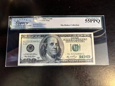 DBR 2006-A $100 FRN San Francisco Fr. 2182-L Legacy 55 PPQ Serial KL52153889E - Image 1 of 2