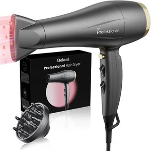 Hair Dryer with Diffuser, Professional Salon Ionic Blow Dryer with Nozzle, 2 Spe - Picture 1 of 8