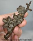 4 "Chine antique cuivre rouge sculpté Prunier fleur branche décoration
