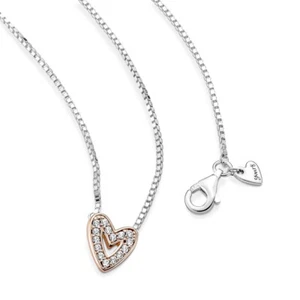 Pandora Sparkling Freehand Heart Necklace 380089C01 45cm With Gift Box - Picture 1 of 3