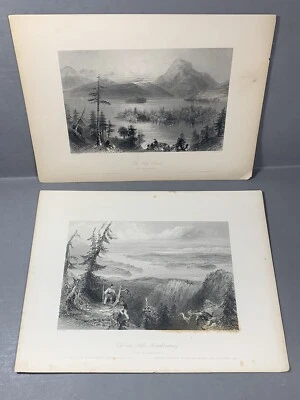 Antigua Cabeza de Búho ~ Lago Memphremagog Impresiones Grabadas Originales de Vermont Foto 1 de 4