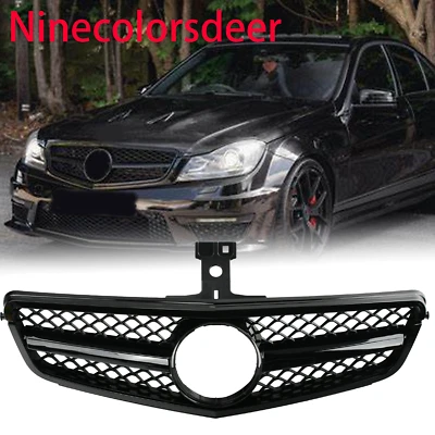 Parrilla delantera estilo AMG para 08-13 Benz W204 C200 C250 C300 C350 negro brillante Foto 1 de 4