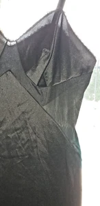 Vntg Slip Dress 50s Sheer & Shadow Panel, Silky Black Taffeta VANITY FAIR SZ 34 - Picture 1 of 11