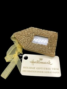 Set Of 14 Vintage Hallmark Gold Beaded Gift Tags Ornaments 3"x2" Satin Back With - Picture 1 of 7