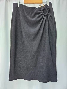 H&M Pre-Owned Black Gathered Front Midi Knit Skirt with Metal Detail XL - Picture 1 of 7