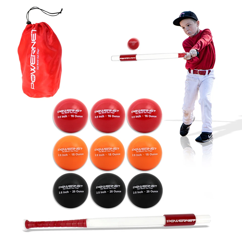 PowerNet Sweet Spot Training Bat + 2.8" Progressive Weighted Balls 9 Pack PRO - Image 1 of 1