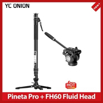 YC Onion MQP162 Pineta Pro Carbon Fiber Monopod Camera Tripod + FH60 Fluid Head - Image 1 of 4