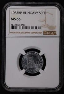 1983 Hungary 50 Filler Hungarian People's Republic Aluminum KM 574 NGC MS 66 - Picture 1 of 2