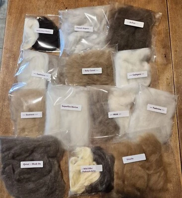 DELUX 14 Pk Vicuña Qiviut Mink Yak Cashmere Guanaco Silk Camel pashmina Cashgora - Image 1 of 4