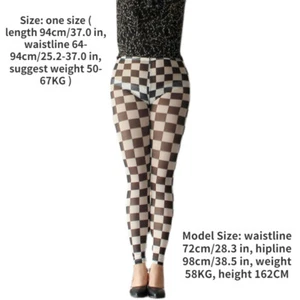 Women Mesh Check Leggings Sexy Outfit Semi Sheer Fitness Skinny Yoga Pants - Picture 1 of 12