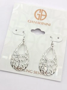 Giani Bernini Open Filigree Drop Earrings in Sterling Silver 1.5" - Picture 1 of 3
