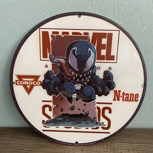 VINTAGE CONOCO PORZELLANSCHILD GAS ÖL GIFT TANKSTELLE PUMPENTELLER - Bild 1 von 12