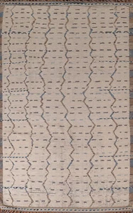 Tribal Handmade Wool Moroccan Oriental Area Rug 6x10 Living Room Ivory Carpet - Picture 1 of 18