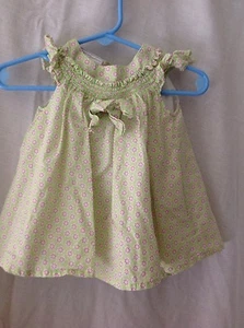Macy's Infant girls dress by First Impressions 3-6 mo 100% cotton green floral - Picture 1 of 3