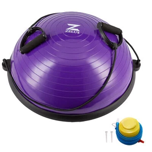 Zelus 23" Half Exercise Ball Trainer Balance Stability Ball Resistance Band - Picture 1 of 11