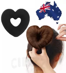 Kids Girls Hair Bun Maker Heart Style Sponge & Bobby Pins & Elastic Set AU STOCK - Picture 1 of 3