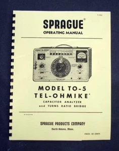 Manual analizador de condensador Tel-Ohmike SPRAGUE TO-5 TO5 - Imagen 1 de 1