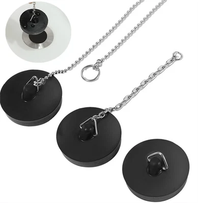 Rubber Water Plug Bath and Chain Sink Plugs Bathtub Drain Stopper Stoppers for - Image 1 of 4