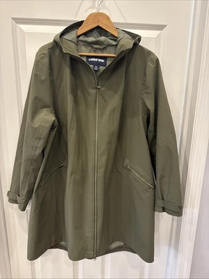 NEW Lands End Women’s Squall Waterproof Jacket Size 1X Hooded Olive Green - Image 1 of 4