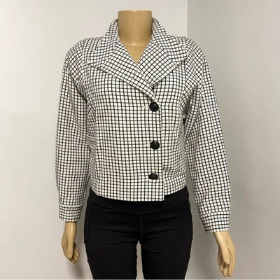 Cabi Stylish Black and White Checkered Women's Jacket Blazer XXS - Image 1 of 4