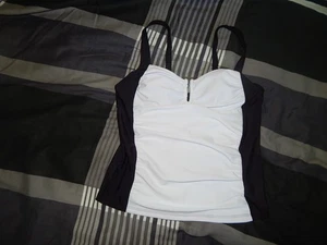 Tankini Tankinioberteil L 40 42 schwarz weiß sexy Schlankmacher Brust verstärkt - Bild 1 von 6