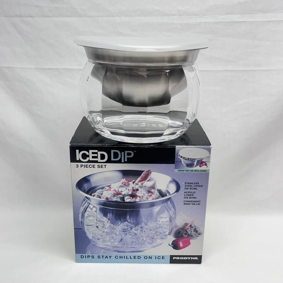 Новый в коробке три (3) изделия льда погружения сервировочный набор Snap On крышка Prodyne Тайвань 4 «Wx7» Lx6,5» H - Изображение 1 из 4