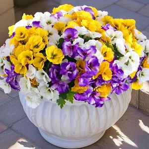 24 Pcs Artificial Outdoor Flowers, Faux Silk Pansy Plants for Outside UV Resi... - Picture 1 of 8