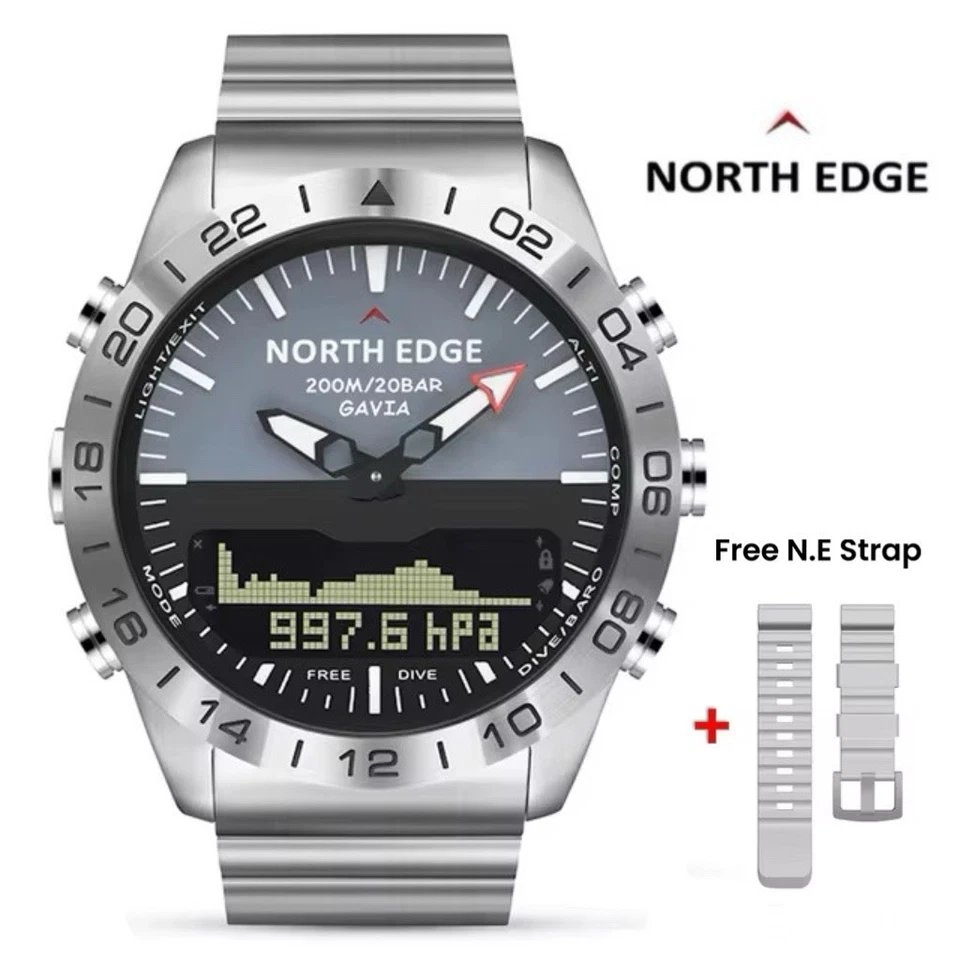 North Edge GAVIA 200M Military Army & Diving Watch. Höhenmesser, Kompass, S.Stahl - Bild 1 von 4