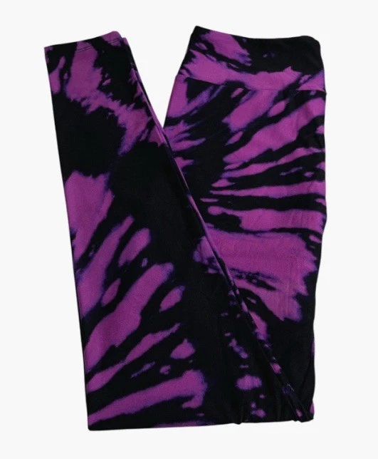 Leggings LuLaRoe OS Talla Única Colorido PÚRPURA TIE DYE Tropical HALLOWEEN Remolino Foto 1 de 4