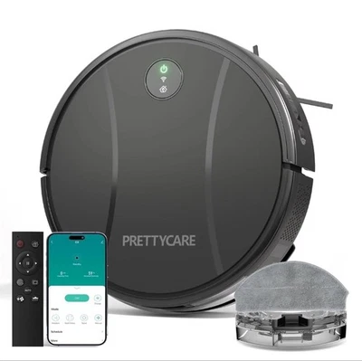 PrettyCare C2 Robot Vacuum and Mop Combo Cleaner App, Remote, Voice Control - Image 1 of 4