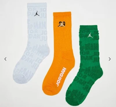 Calcetines Jordan Fuel Up Cool Down Terry Crew - Blanco/Amarillo/Verde -Mediano - 3 Pares Foto 1 de 2
