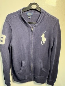Polo Ralph Lauren Pulloverjacke mit Reißverschluss marineblau Jungen Große 14-16 Grobstrick - Bild 1 von 14