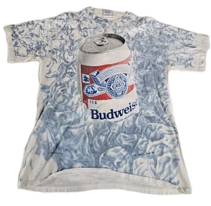 Vintage Budweiser 90s AOP Beer Tee Size L Made In USA Read - Picture 1 of 10