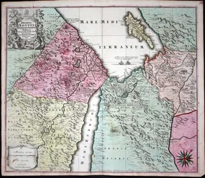 Egypt Cyprus Israel Lebanon Jordan Arabia map Karte engraving Seutter 1730 - Bild 1 von 1
